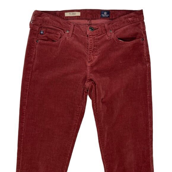 AG Adrian Goldschmied Jeans Women 27R Red Corduroy The Stevie Slim Straight Pant - Picture 2 of 14